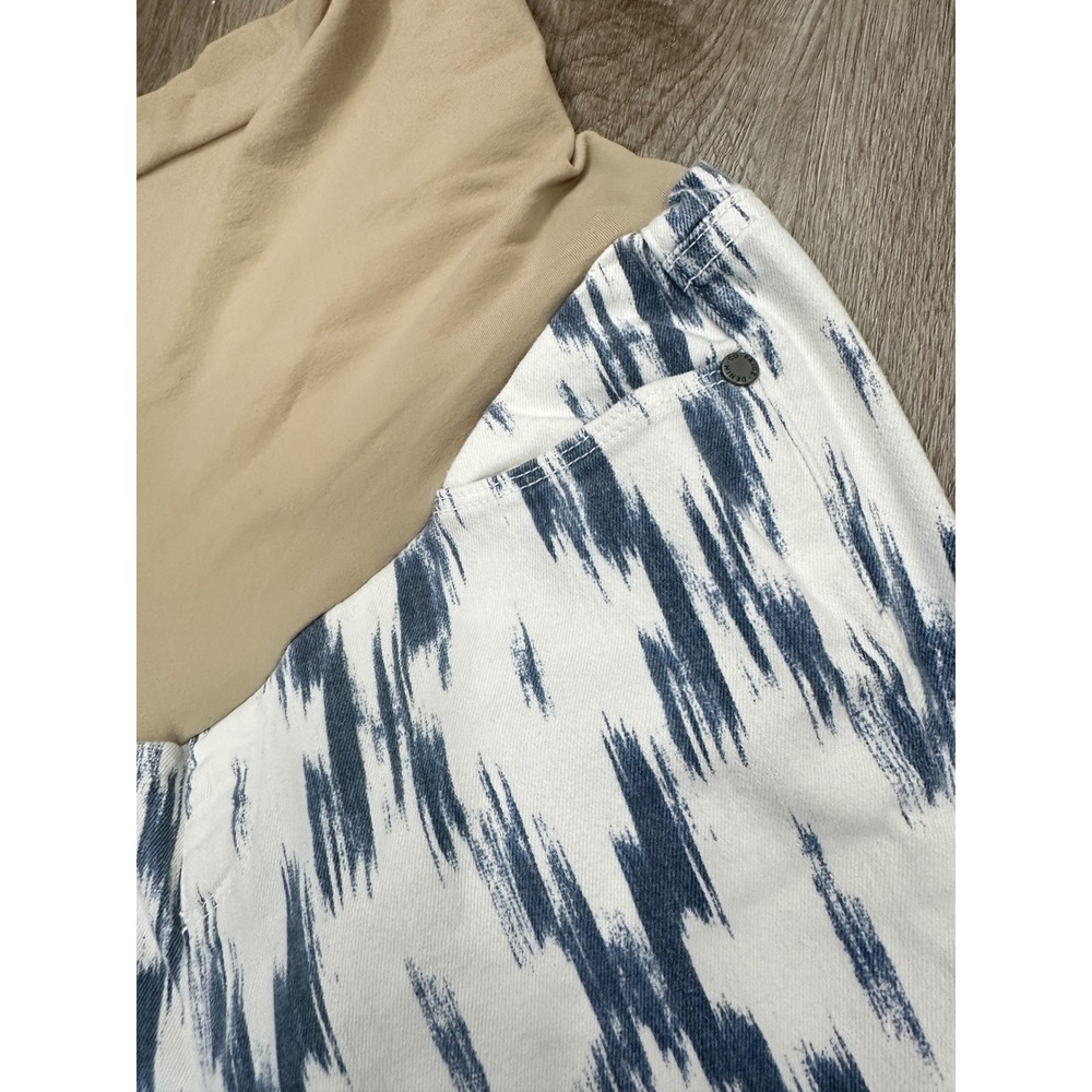 Paige Maternity 30 Verdugo Ultra Skinny Ikat Printed Jeans Alexandria White/Blue - Picture 6 of 9